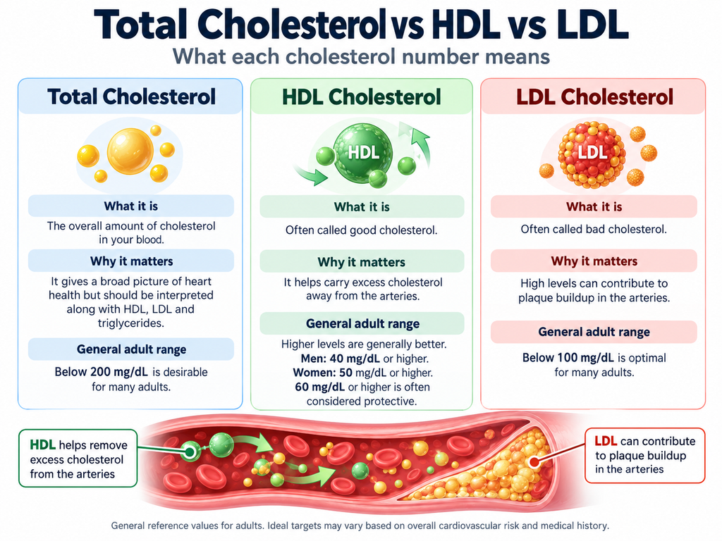 difference between total cholesterol, hdl cholesterol and ldl cholesterol