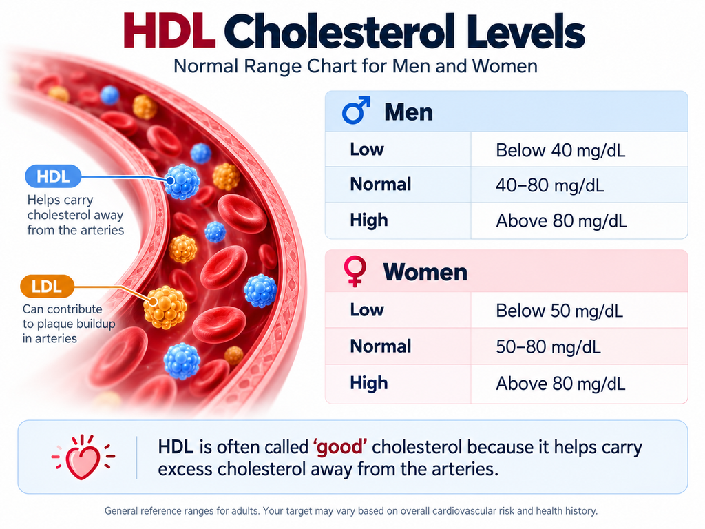 hdl cholesterol level and normal range chart