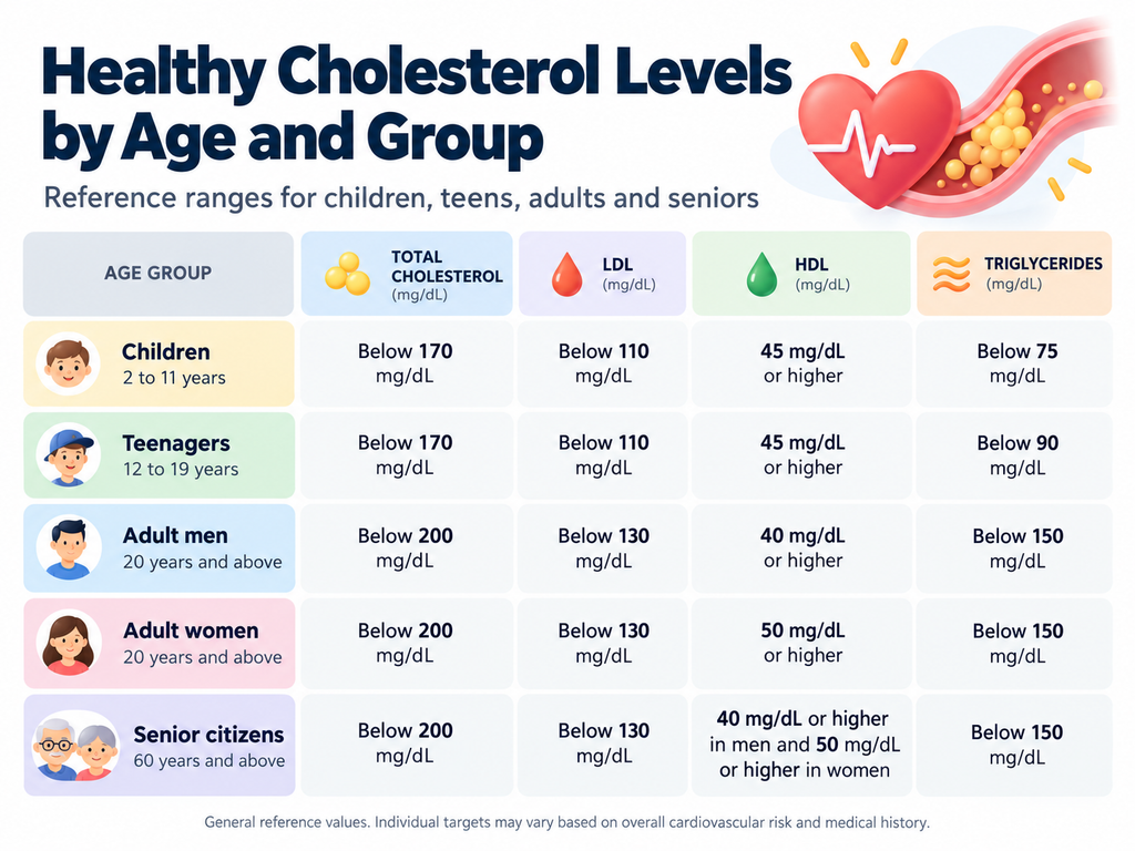 cholesterol levels by age and group